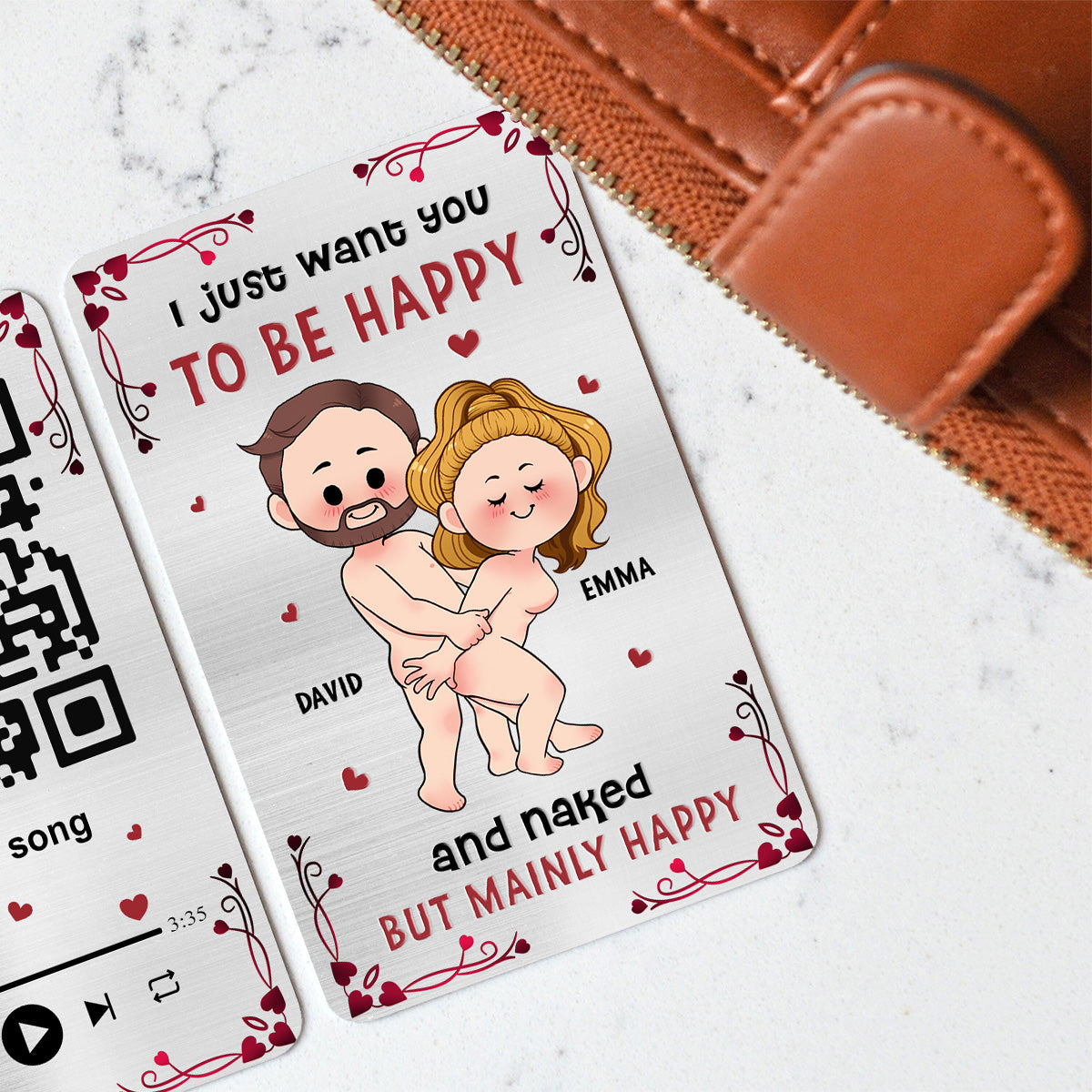 Favorite Song Scannable QR Code - Personalized Couple Wallet Insert Card