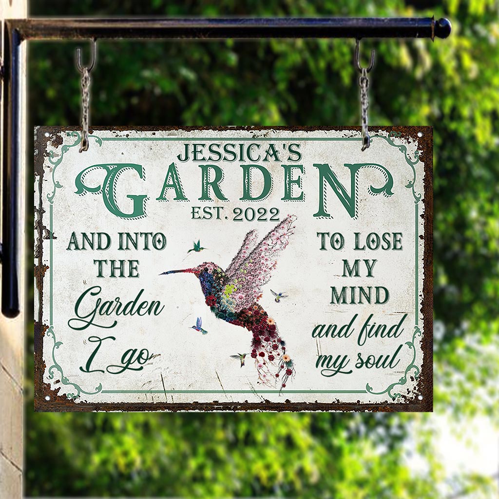 Into The Garden I Go - Personalized Gardening Rectangle Metal Sign