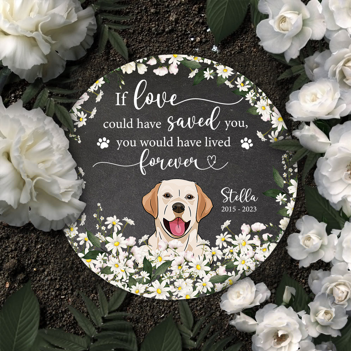 In Loving Memories - Personalized Dog Round Shaped Stone