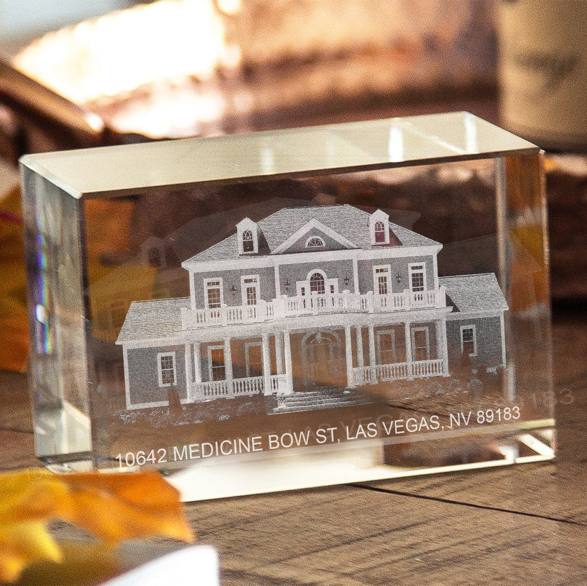 Housewarming Decor - Personalized Housewarming Laser Engraving 3D Cuboid Shaped Crystal Lamp