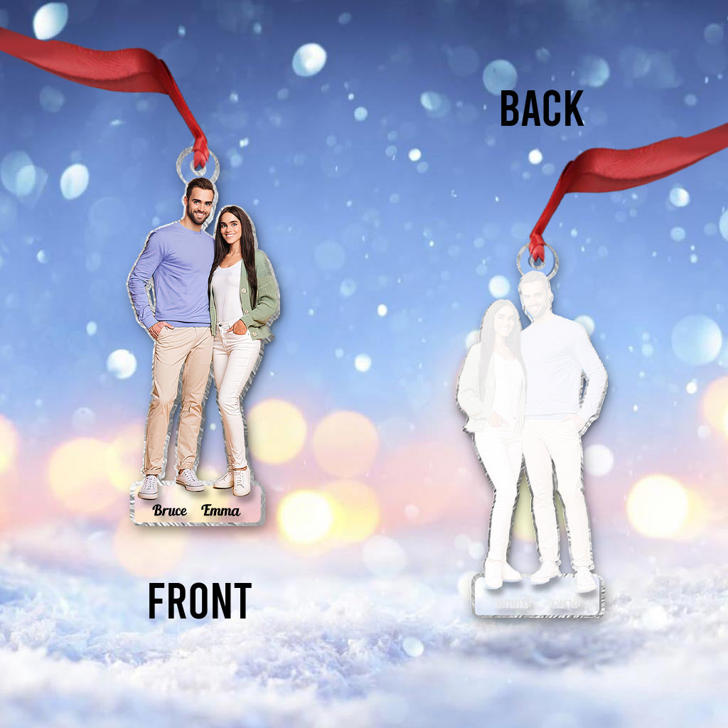 Custom Cartoonize Chibi Photo - Personalized Couple Transparent Ornament