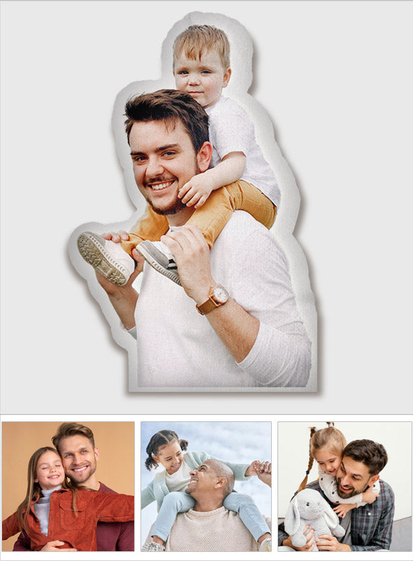 Custom Photo Humanoid - Personalized Step Dad Shaped Pillow