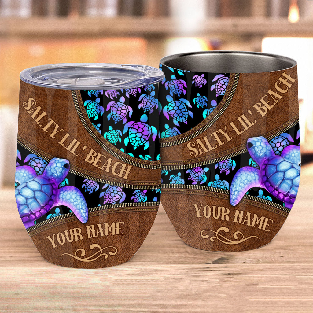 Salty Lil' Beach - Personalized Turtle Wine Tumbler