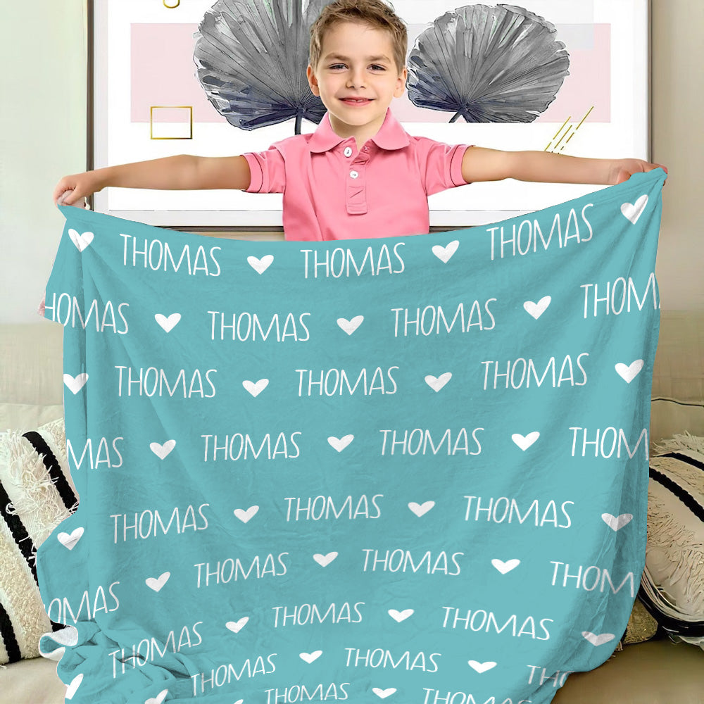 Custom Name Heart Pattern - Personalized grandson Blanket