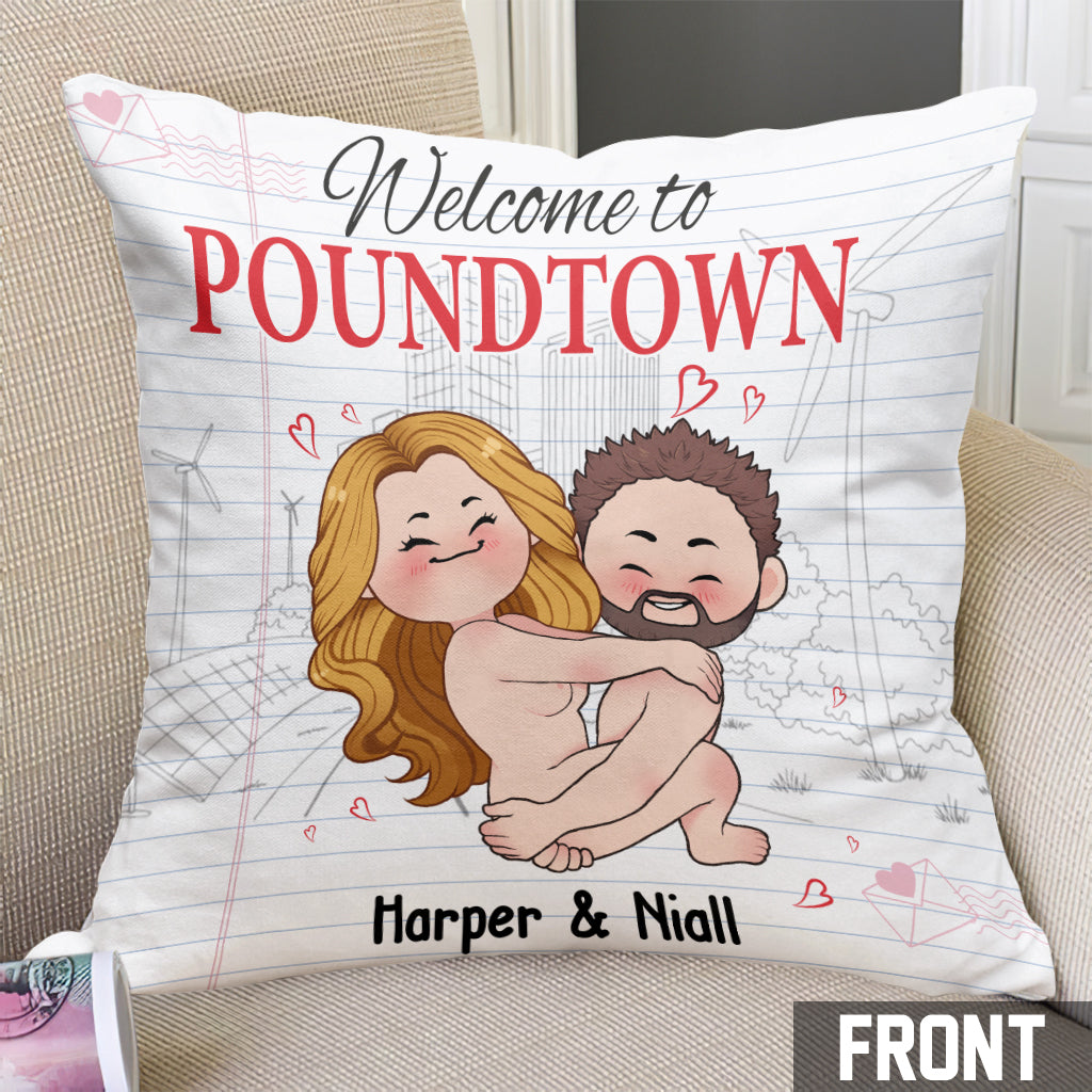 Welcome To The Poundtown Inappropriate Adult - Personalized Couple Throw Pillow