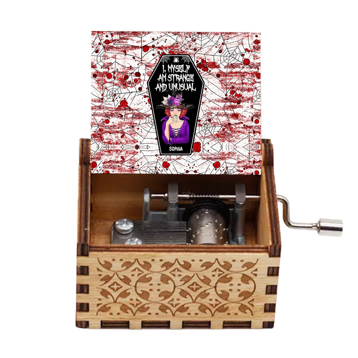 I Myself Am Strange and Unusual - Personalized Witch Hand Crank Music Box