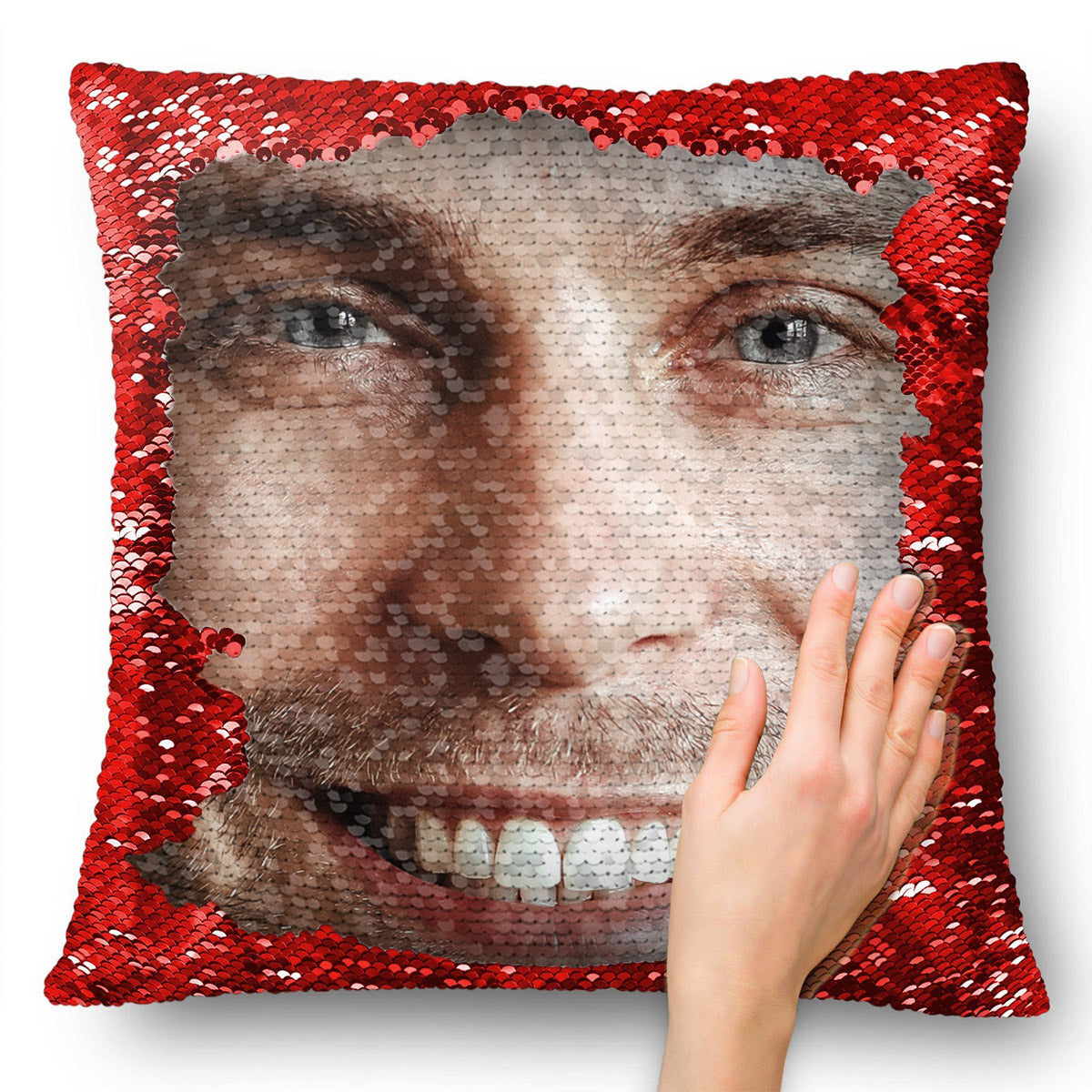 Funny Custom Face Sequin Pillow - Gift for husband, wife, boyfriend, girlfriend - Personalized Sequin Pillow Cover