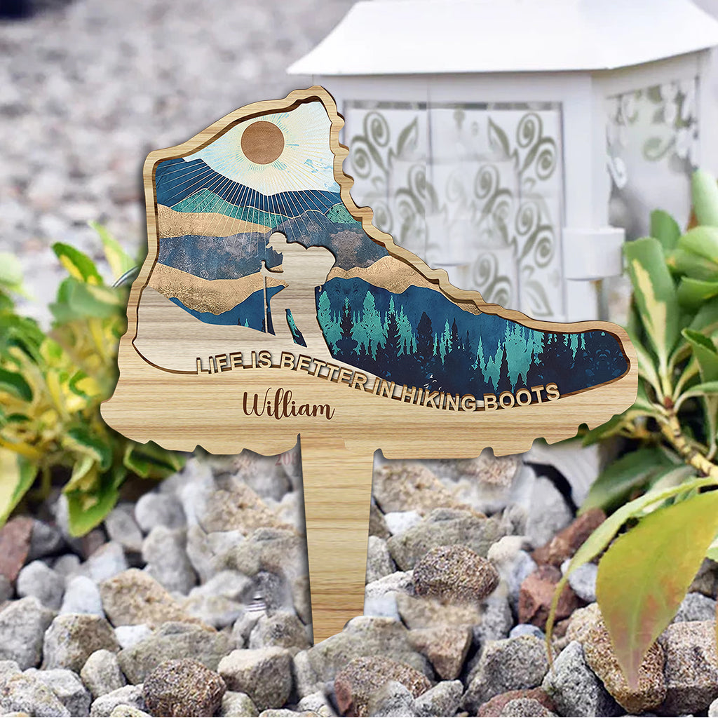 Life Is Better In Hiking Boots - Personalized Hiking Acrylic Plaque Stake