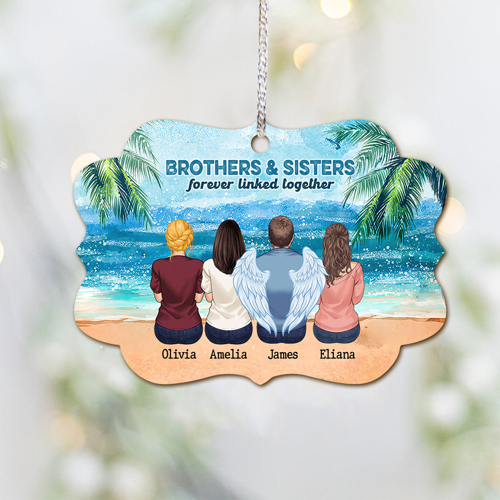 Brother And Sister Forever Linked Together - Personalized Memorial Ornament