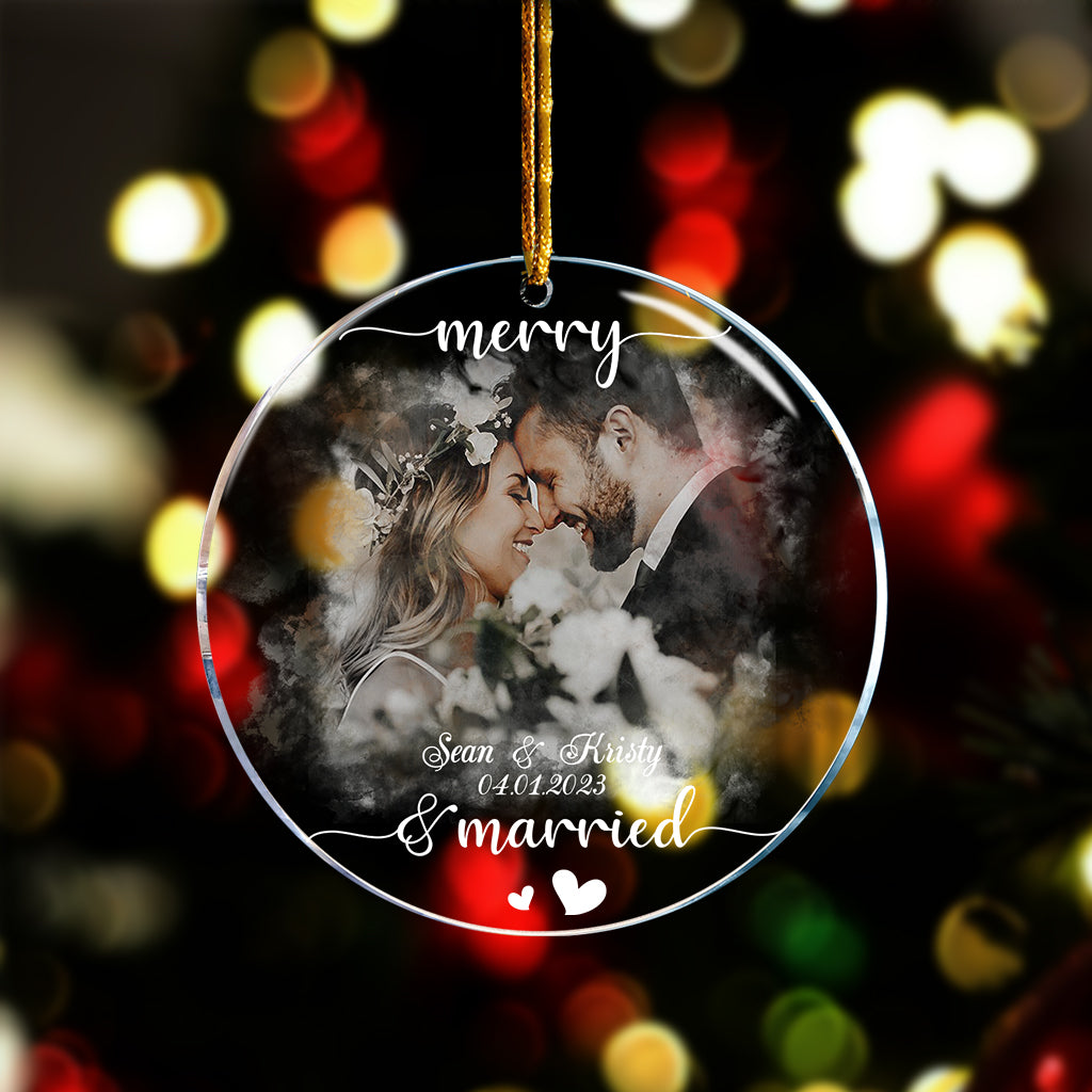 Merry And Married - Personalized Husband And Wife Ornament