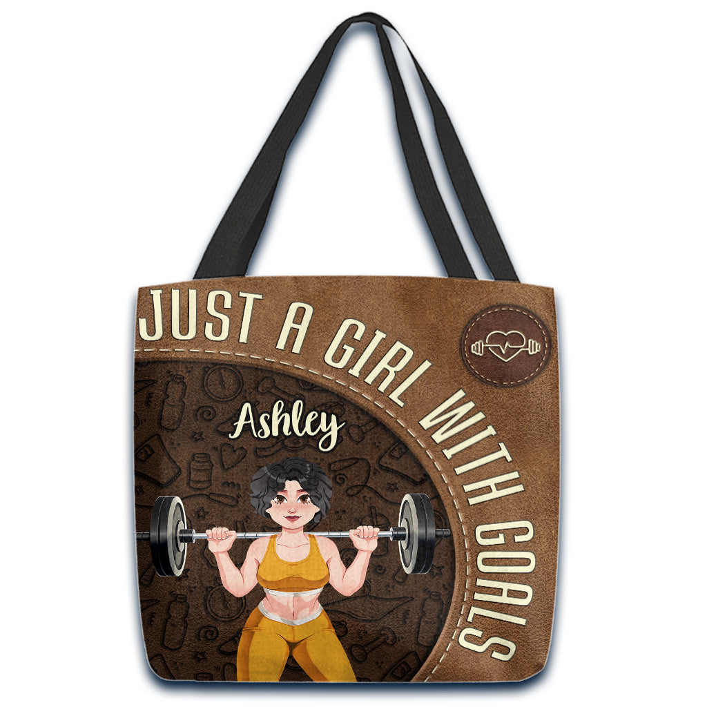 Just A Girl With Goals - Personalized Fitness Tote Bag