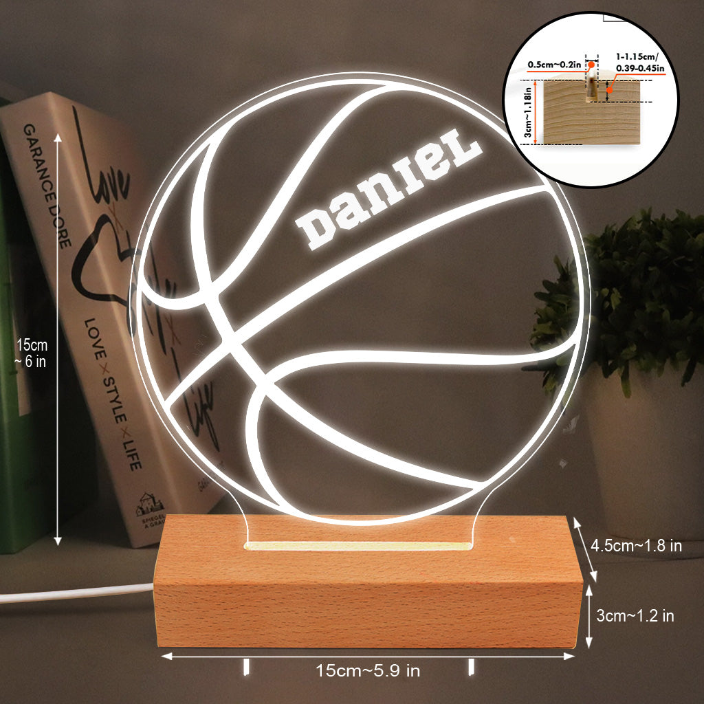 Love Basketball - Personalized Basketball Shaped Plaque Light Base