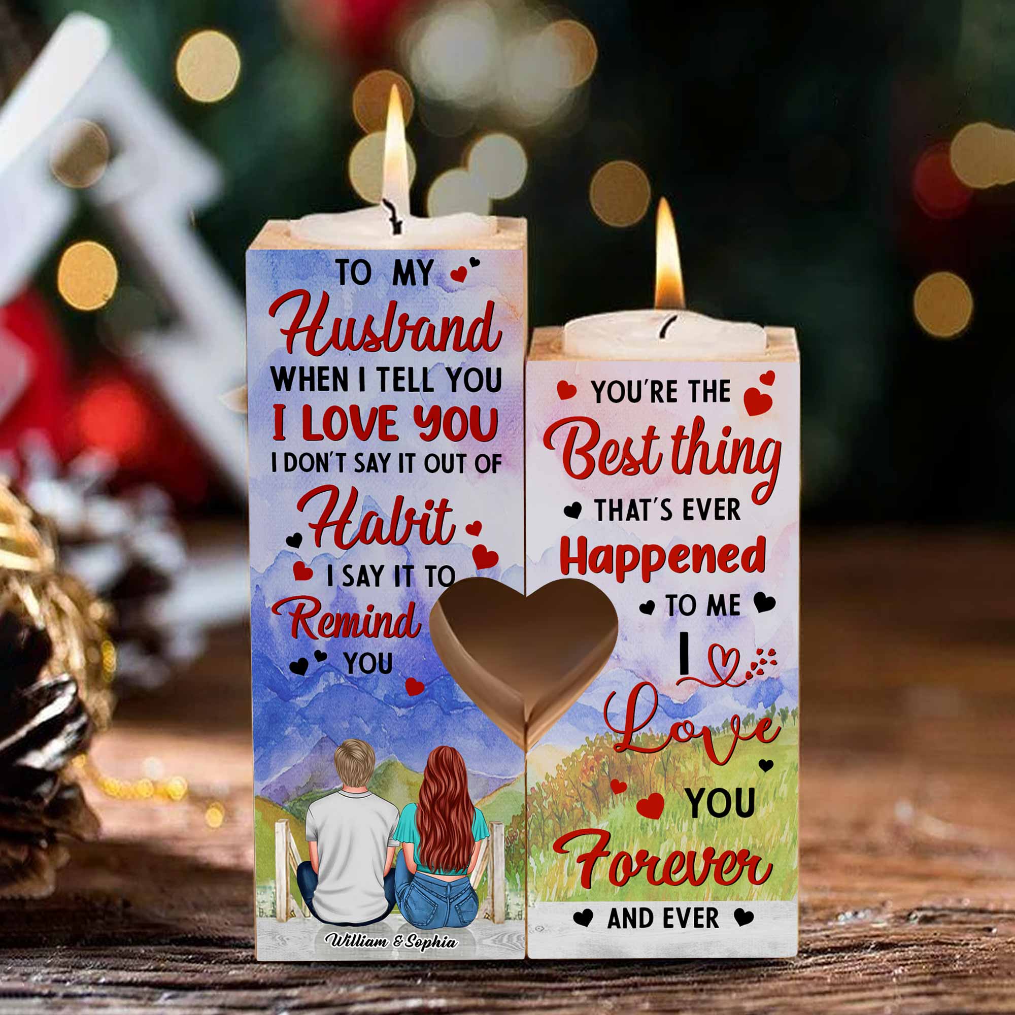 When I Tell You - Personalized Couple Wooden Candle Holder