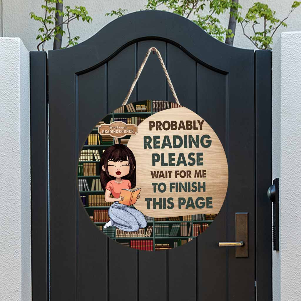 Probably Reading Please Wait For Me To Finish This Page Reading Corner Sign - Personalized Book Wood Sign