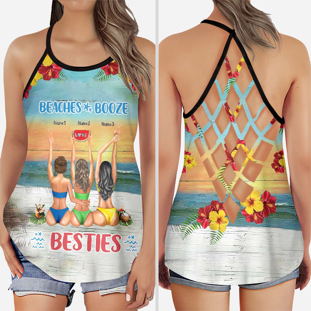 Discover I Love You To The Beach And Back - Personalized Bestie Cross Tank Top