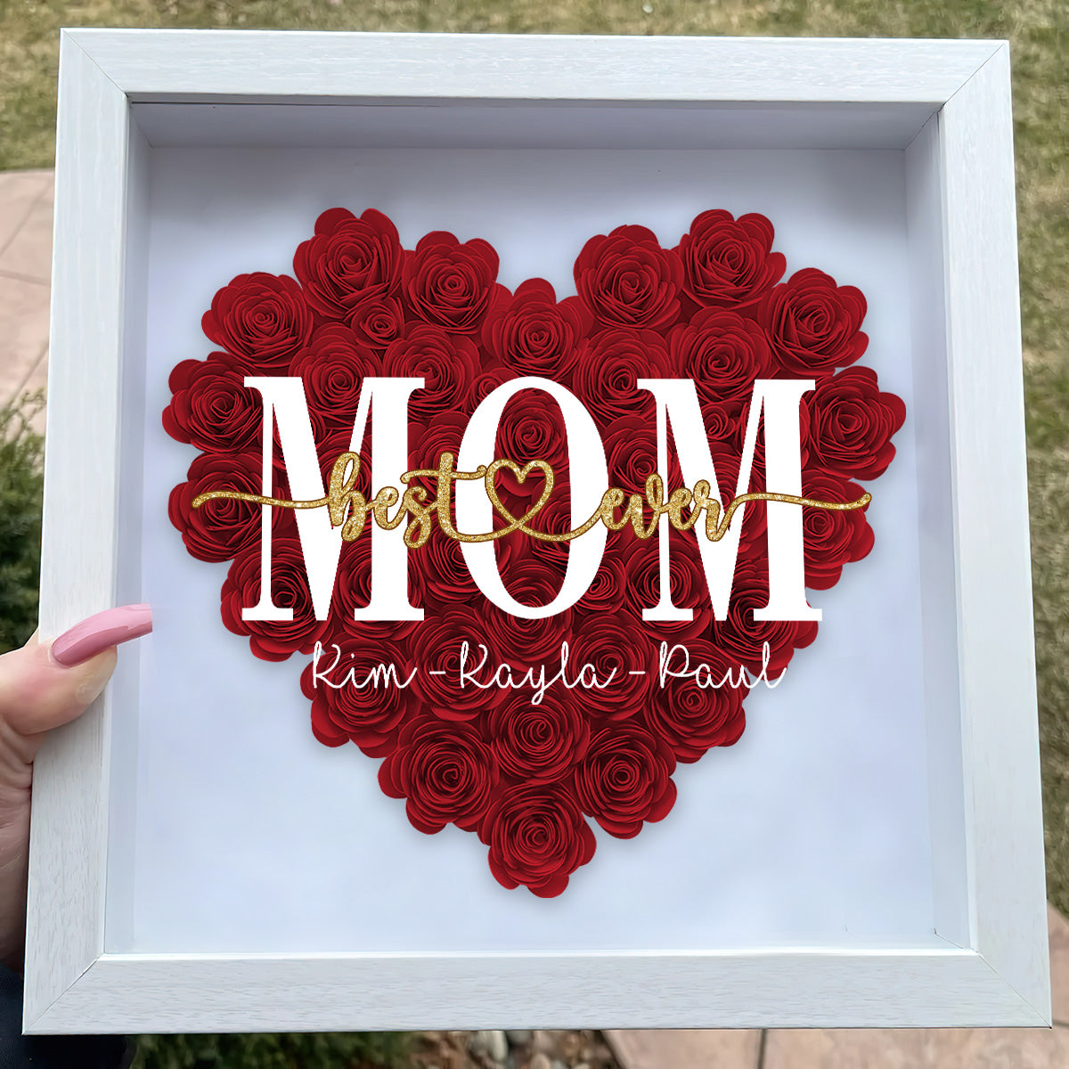 Best Mommy Ever - Gift for mom, grandma, grandpa, dad, aunt, sister - Personalized Flower Shadow Box