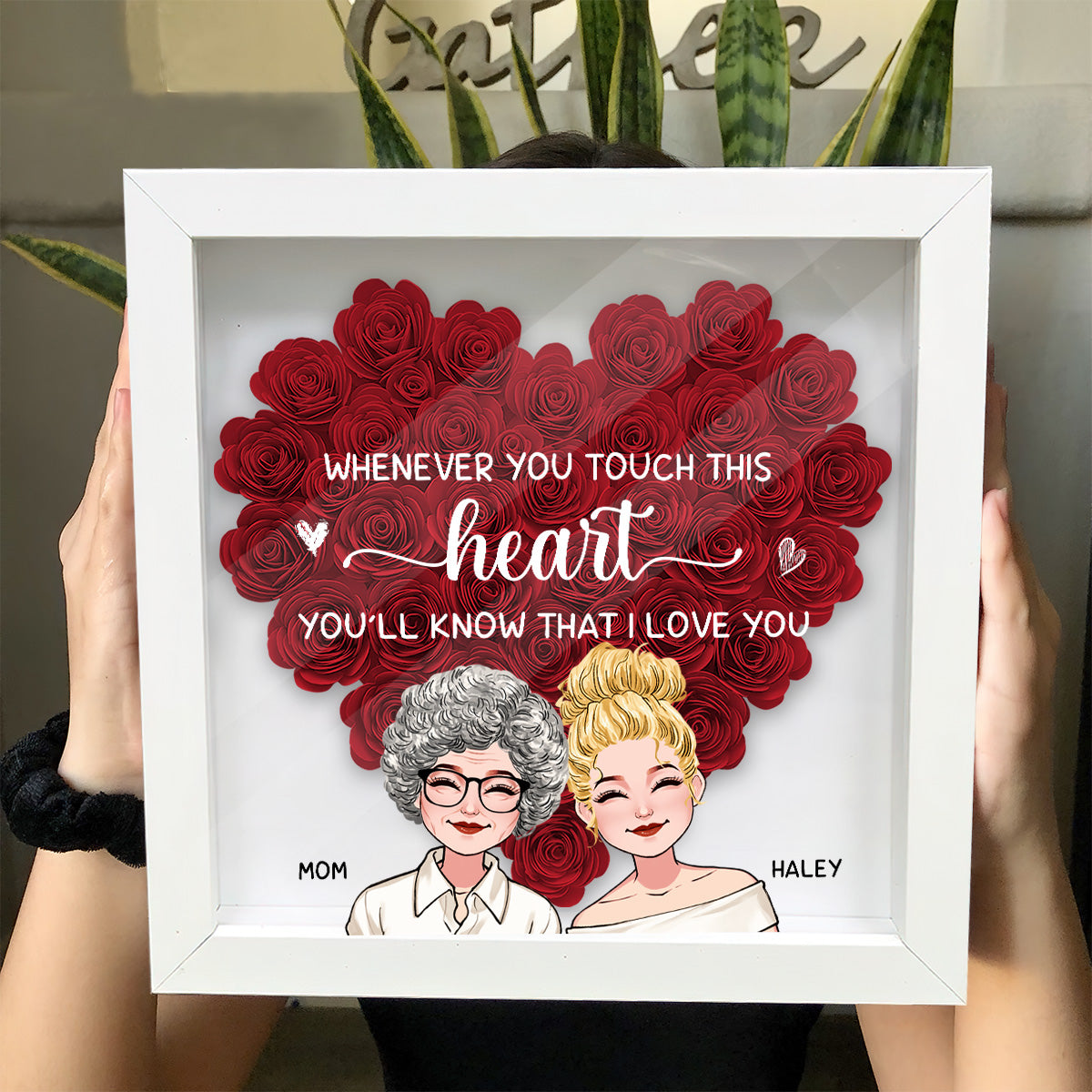 Whenever You Touch - Personalized Mother Flower Shadow Box