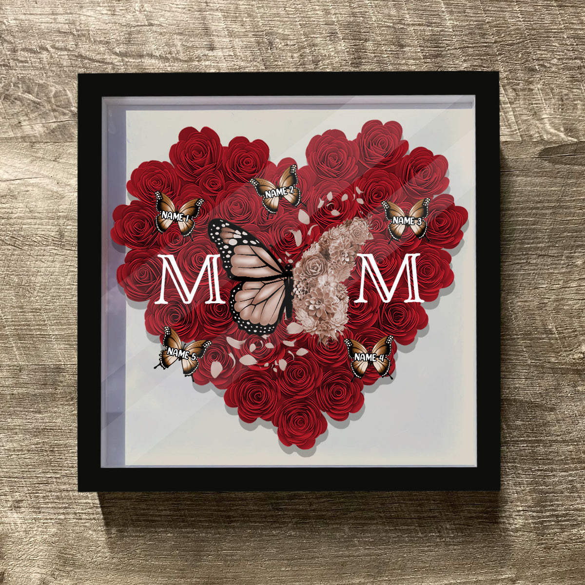 Mom Butterfly - Personalized Mother Flower Shadow Box