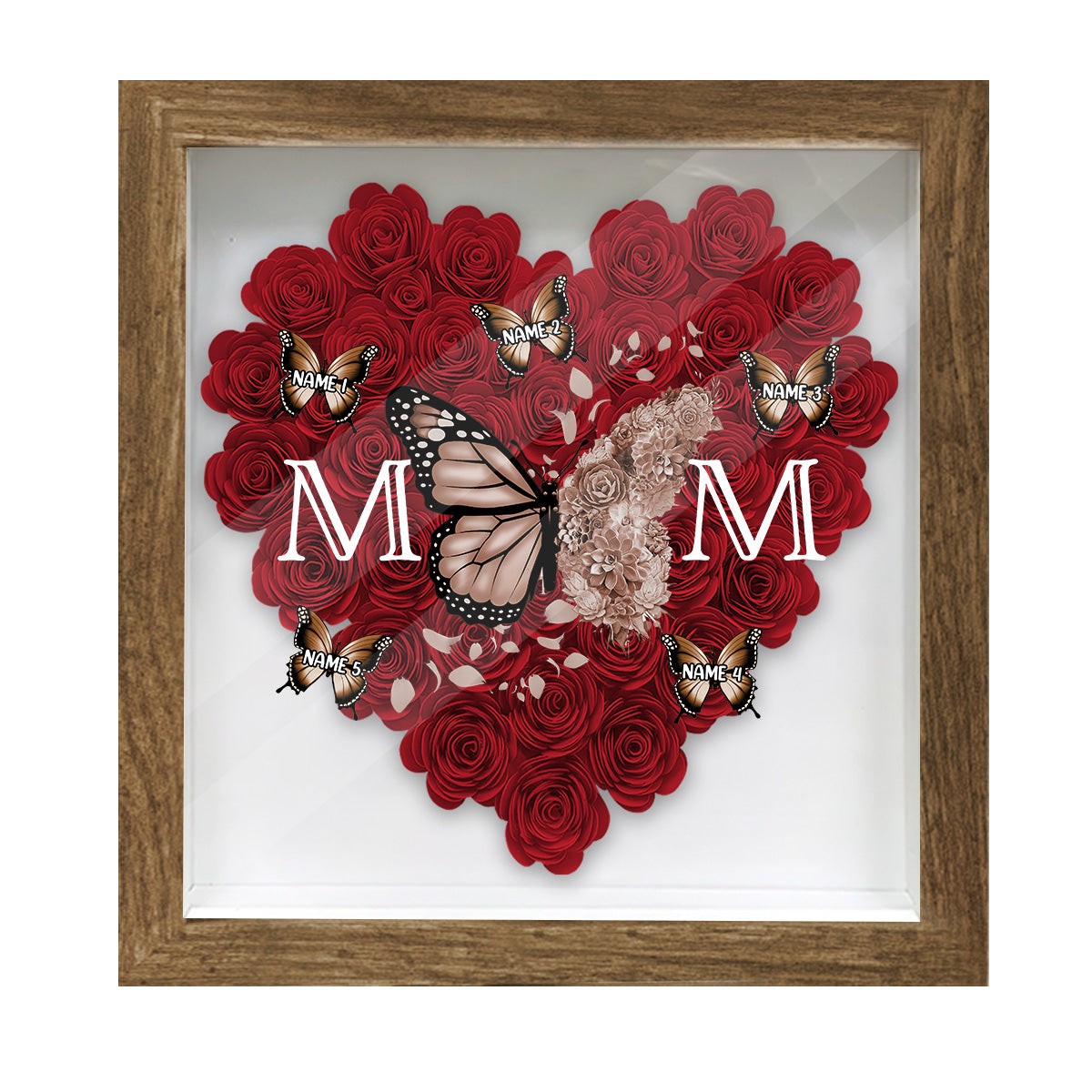 Mom Butterfly - Personalized Mother Flower Shadow Box