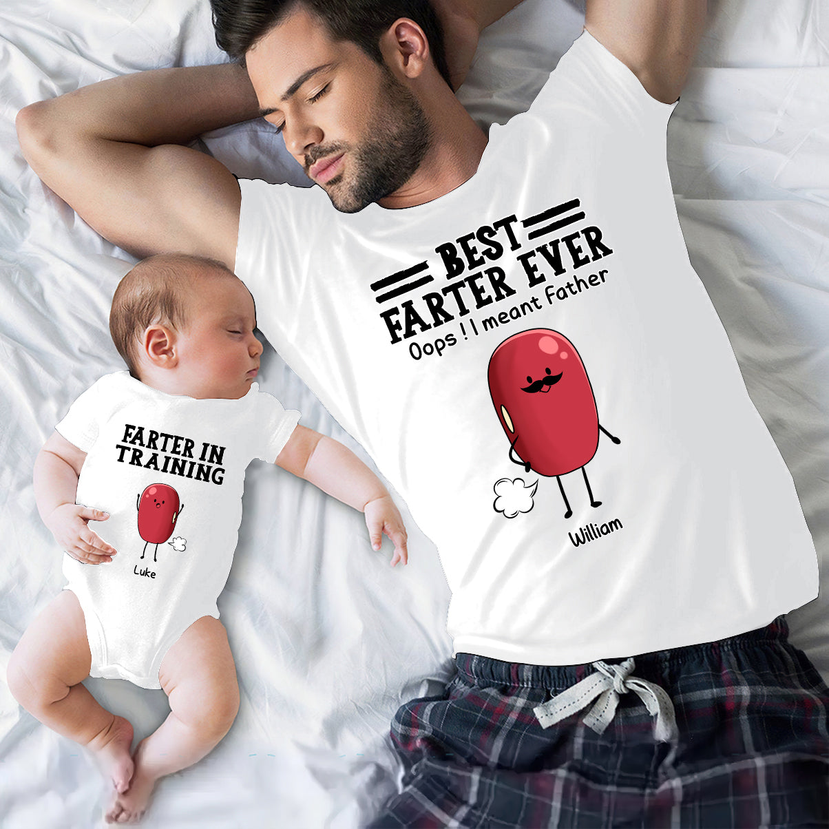 Best Farter Ever - Personalized Father T-shirt And Baby Onesie