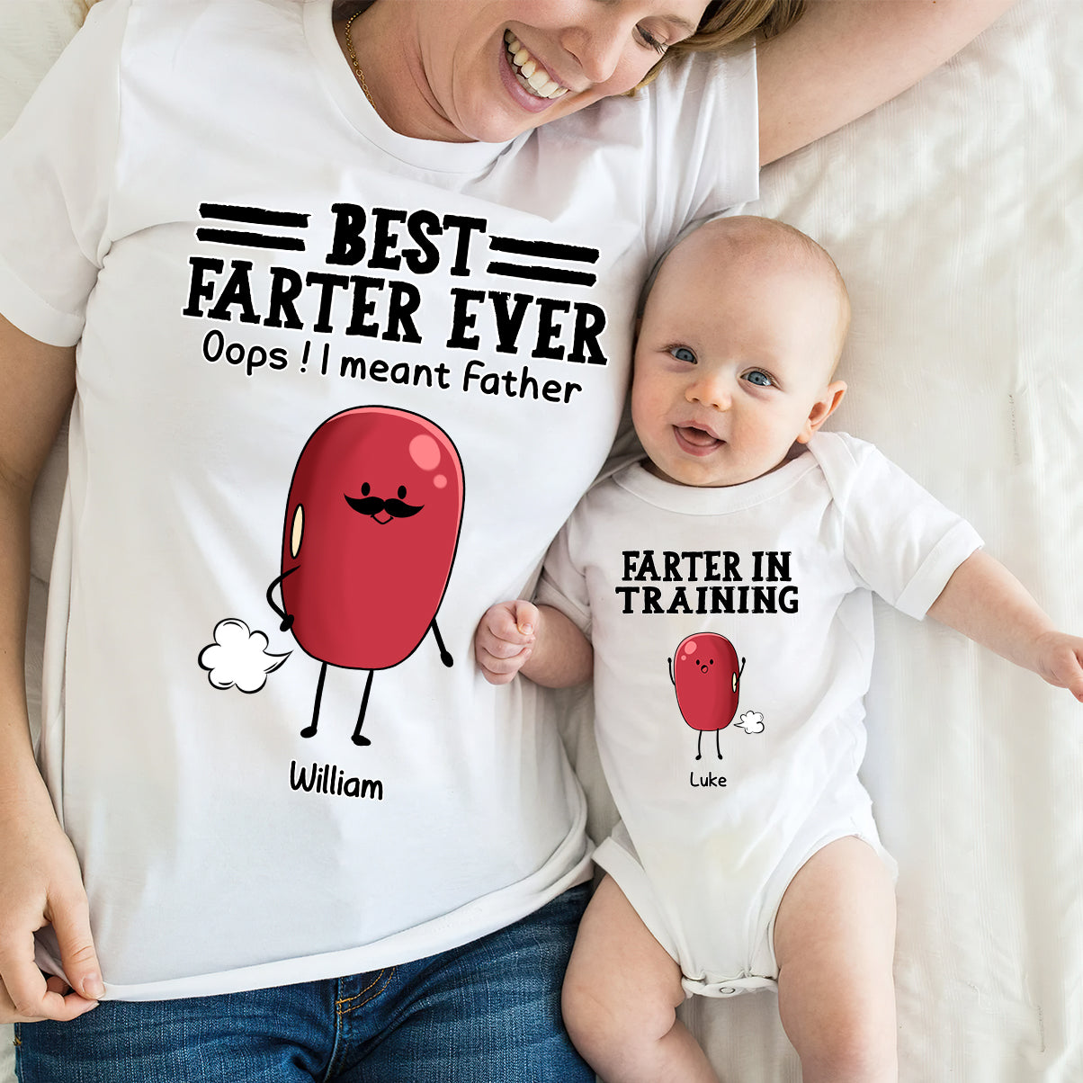 Best Farter Ever - Personalized Father T-shirt And Baby Onesie