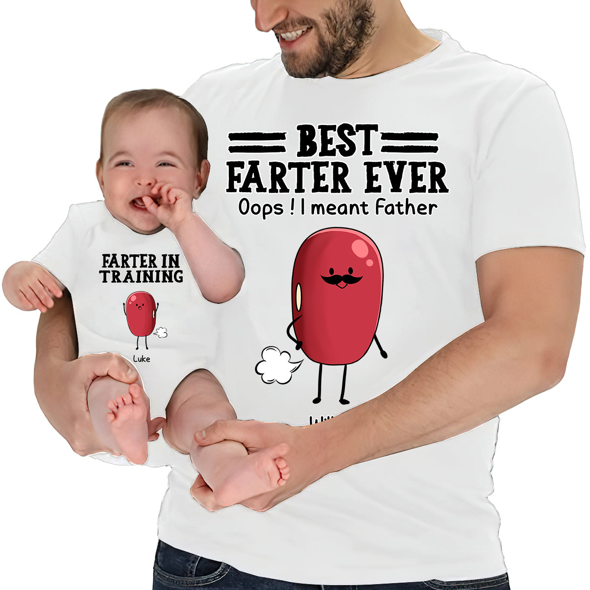 Best Farter Ever - Personalized Father T-shirt And Baby Onesie