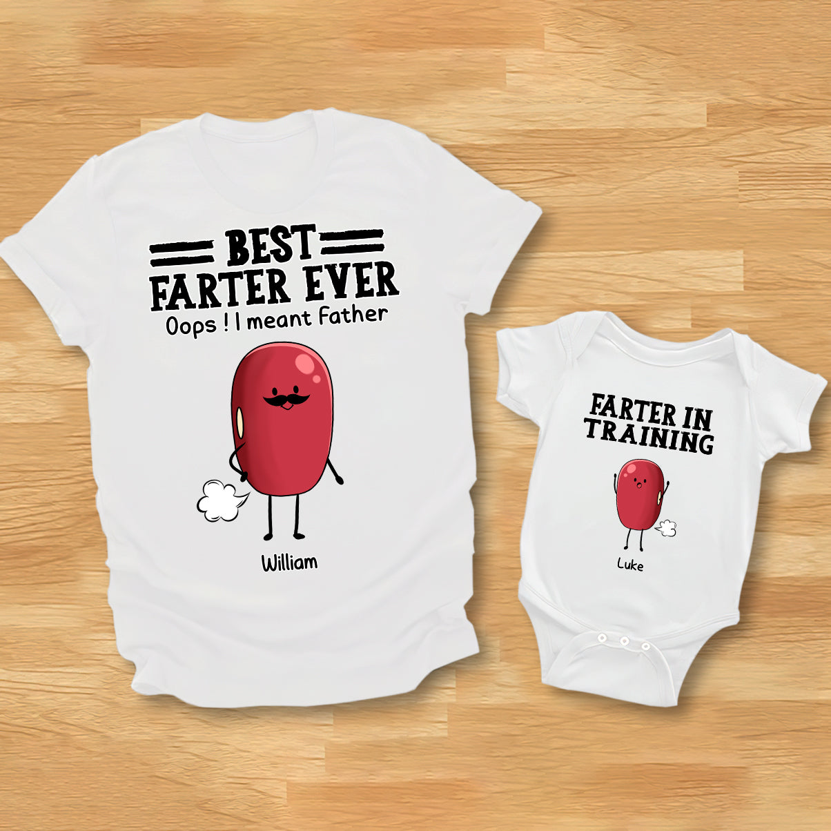 Best Farter Ever - Personalized Father T-shirt And Baby Onesie