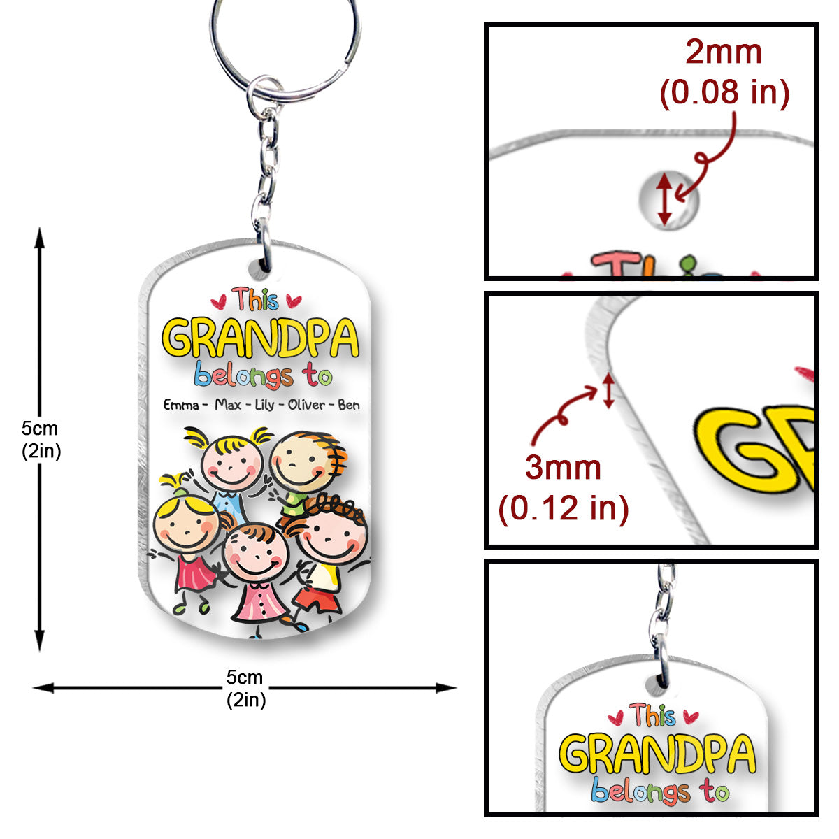 Disover This Grandpa Belongs To - Gift for grandpa, grandma, mom, dad, uncle, aunt, brother, sister - Personalized Keychain