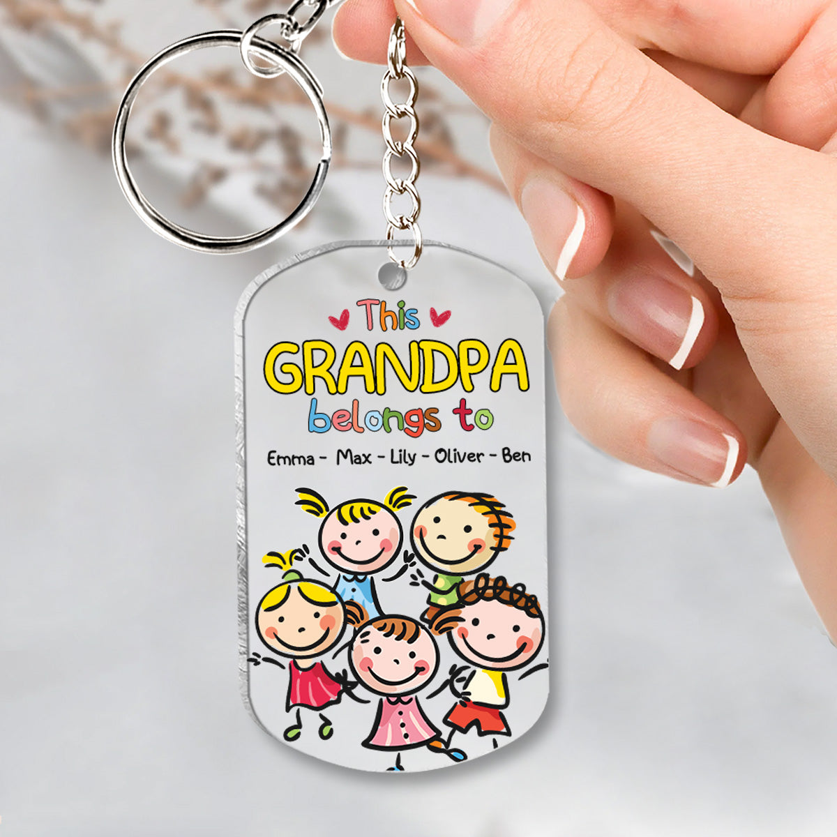 Disover This Grandpa Belongs To - Gift for grandpa, grandma, mom, dad, uncle, aunt, brother, sister - Personalized Keychain