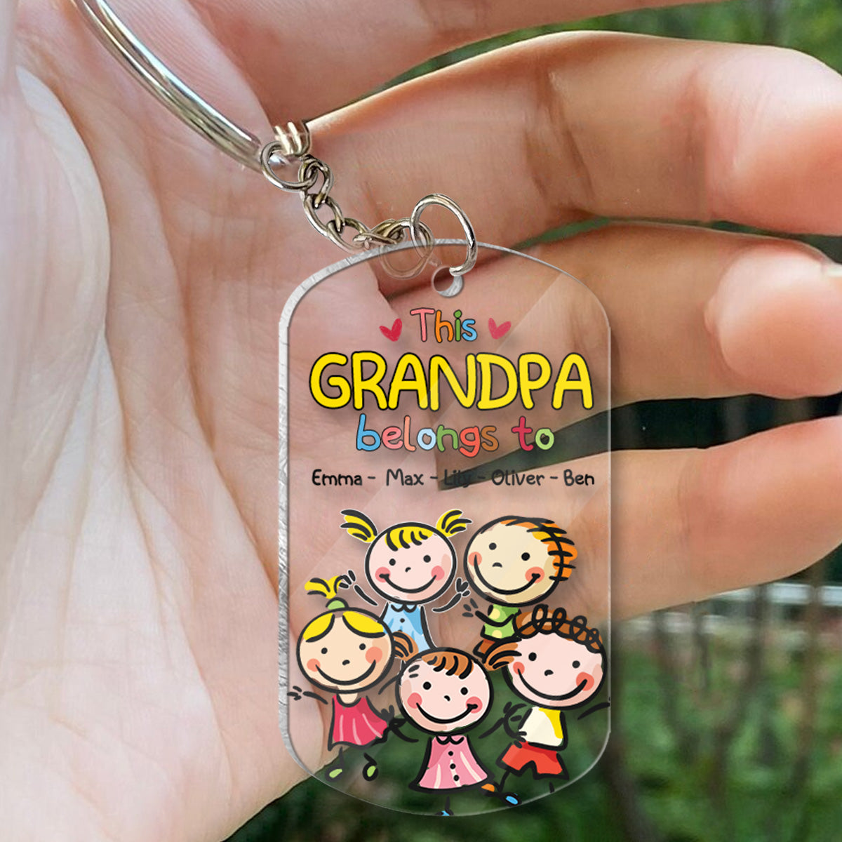 This Grandpa Belongs To - Gift for grandpa, grandma, mom, dad, uncle, aunt, brother, sister - Personalized Keychain