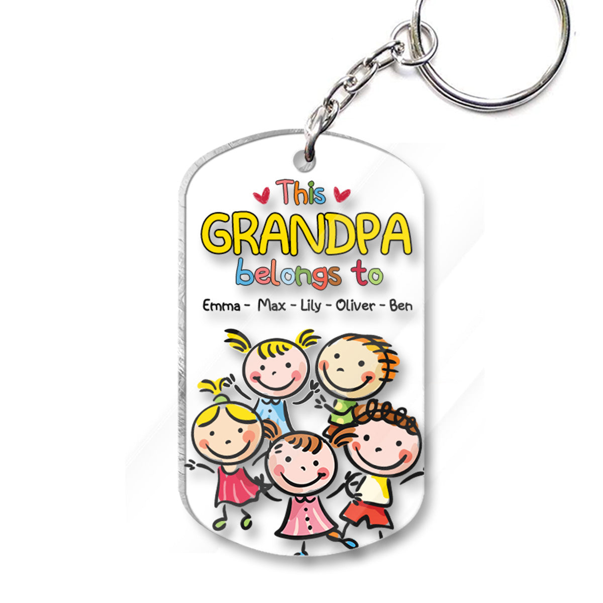 This Grandpa Belongs To - Gift for grandpa, grandma, mom, dad, uncle, aunt, brother, sister - Personalized Keychain