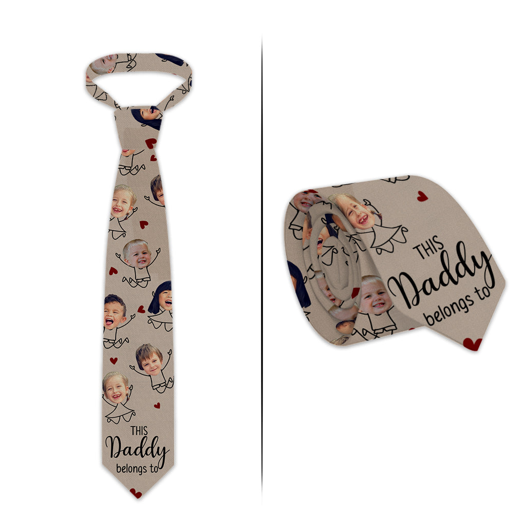 This Daddy Belongs To - Gift for dad, grandpa, uncle, brother, husband - Personalized Necktie