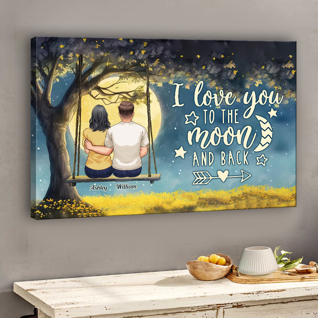 To The Moon And Back - Personalized Couple Canvas and Poster