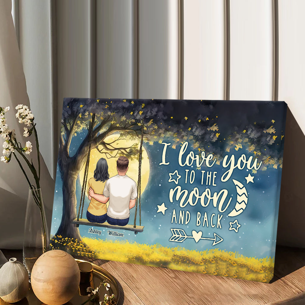 To The Moon And Back - Personalized Couple Canvas and Poster