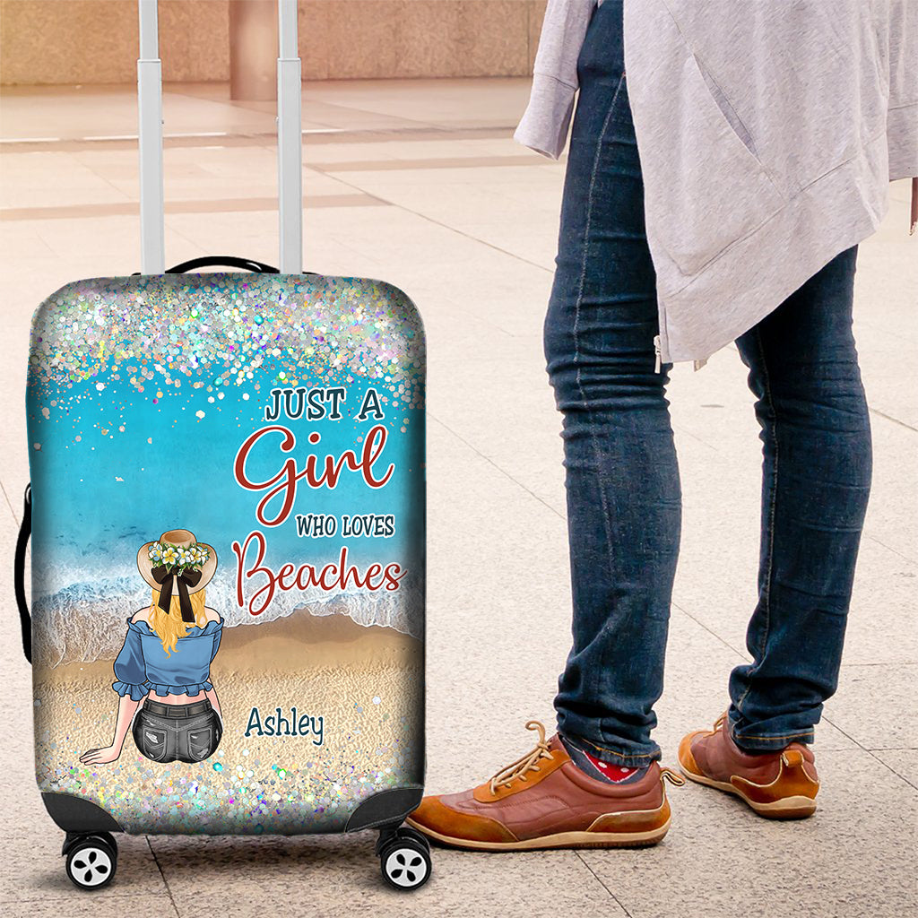 Just A Girl Who Loves Beaches - Personalized Sea Lover Luggage Cover