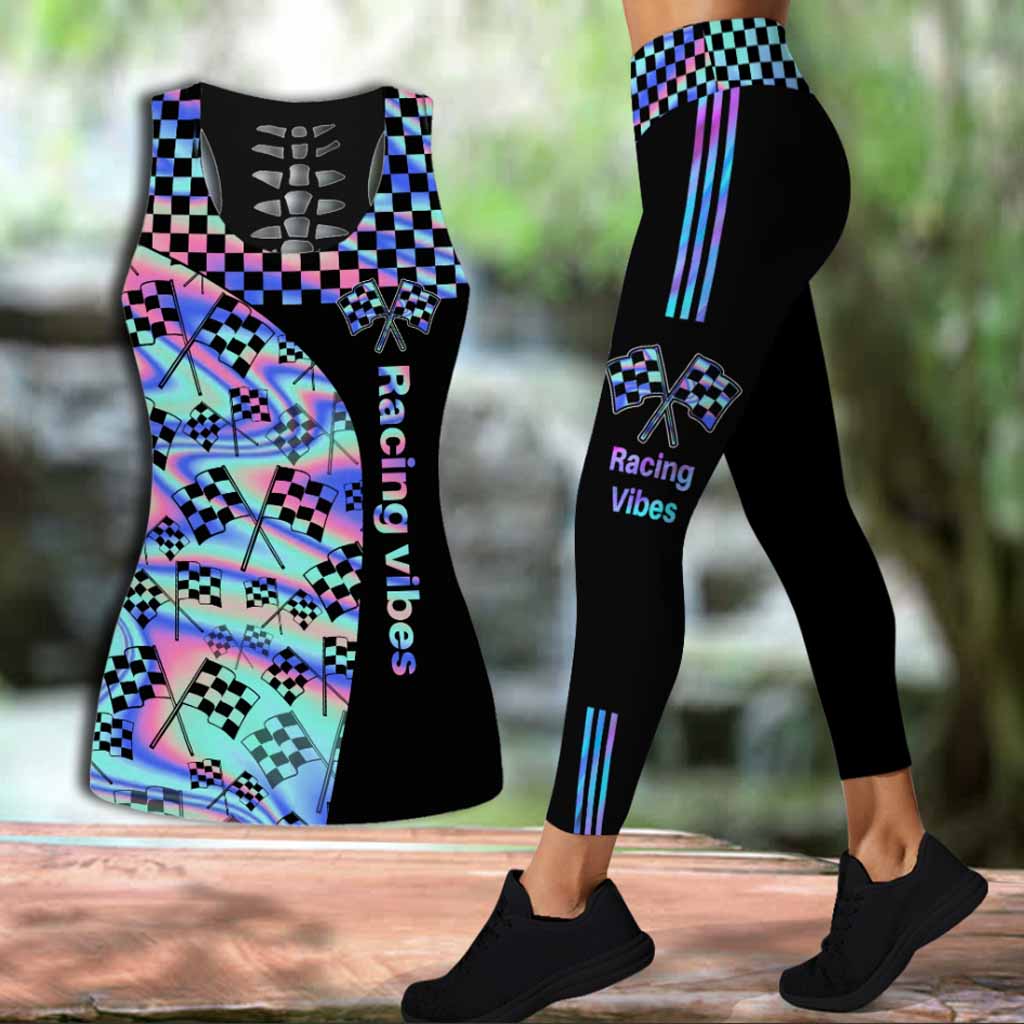 Racing Vibes Leggings And Hollow Tank Top