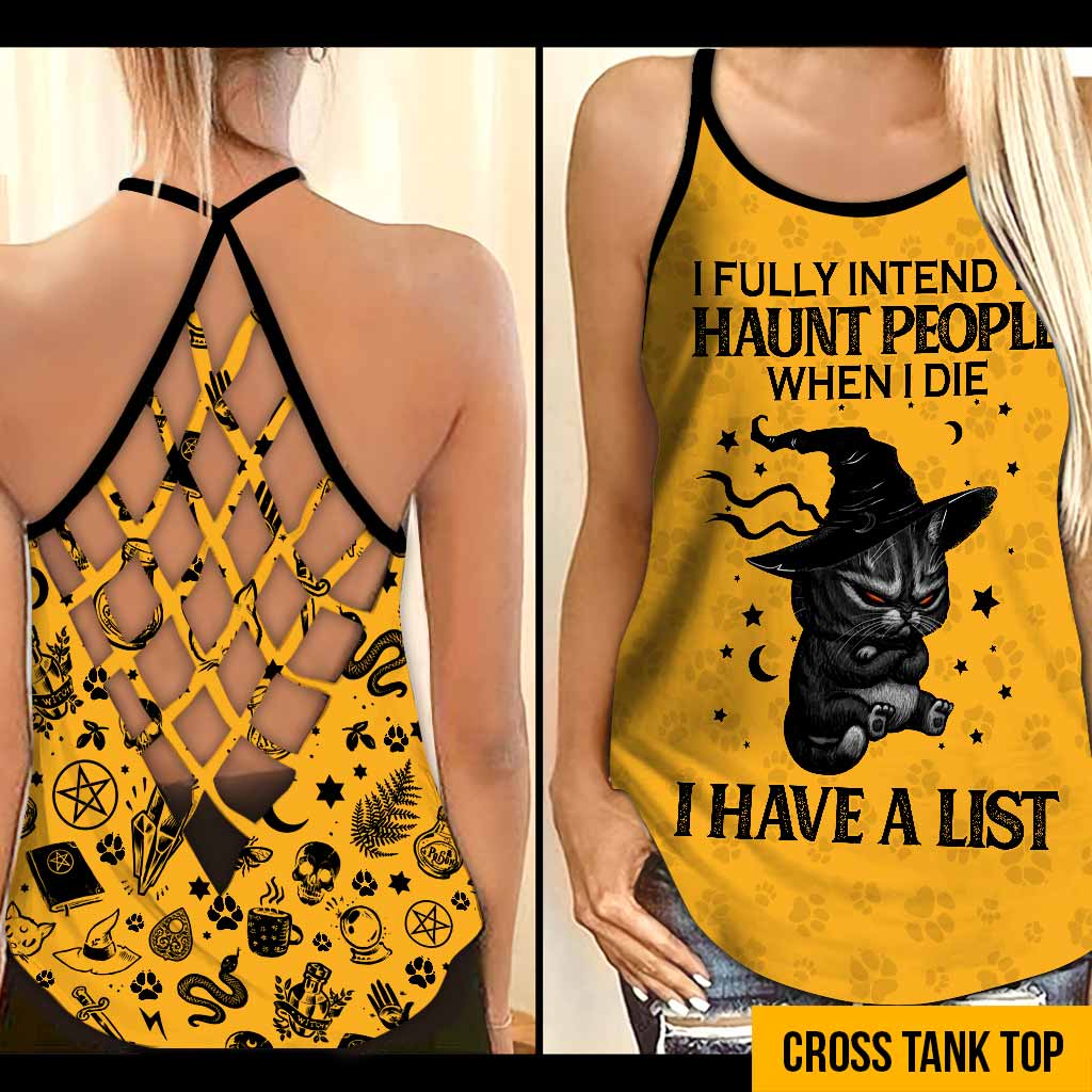 I Fully Intend To Haunt People - Cat Cross Tank Top