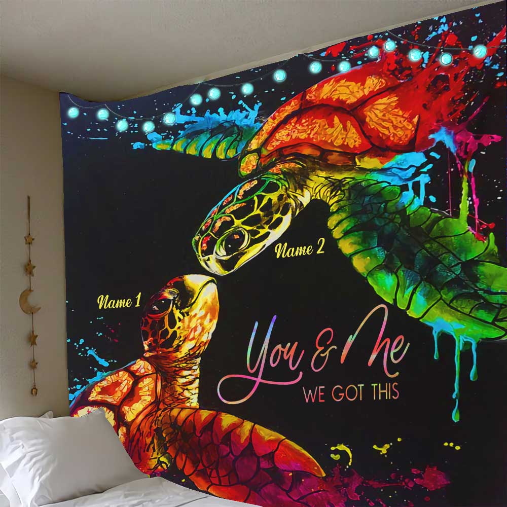 Discover You And Me We Got This Turtle Couple - Personalized Couple Turtle Wall Tapestry