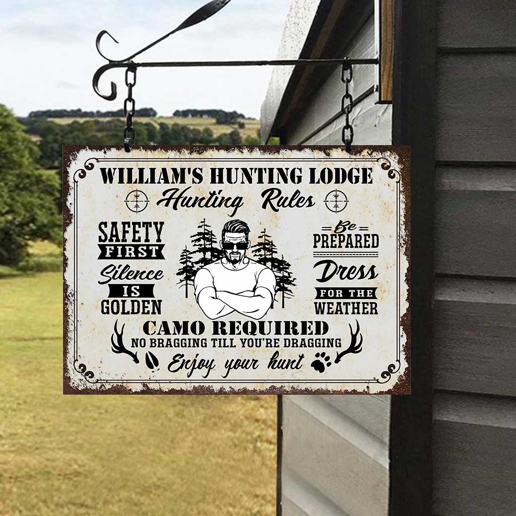 Hunting Rules - Personalized Hunting Rectangle Metal Sign