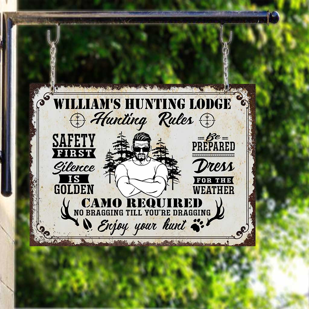 Hunting Rules - Personalized Hunting Rectangle Metal Sign