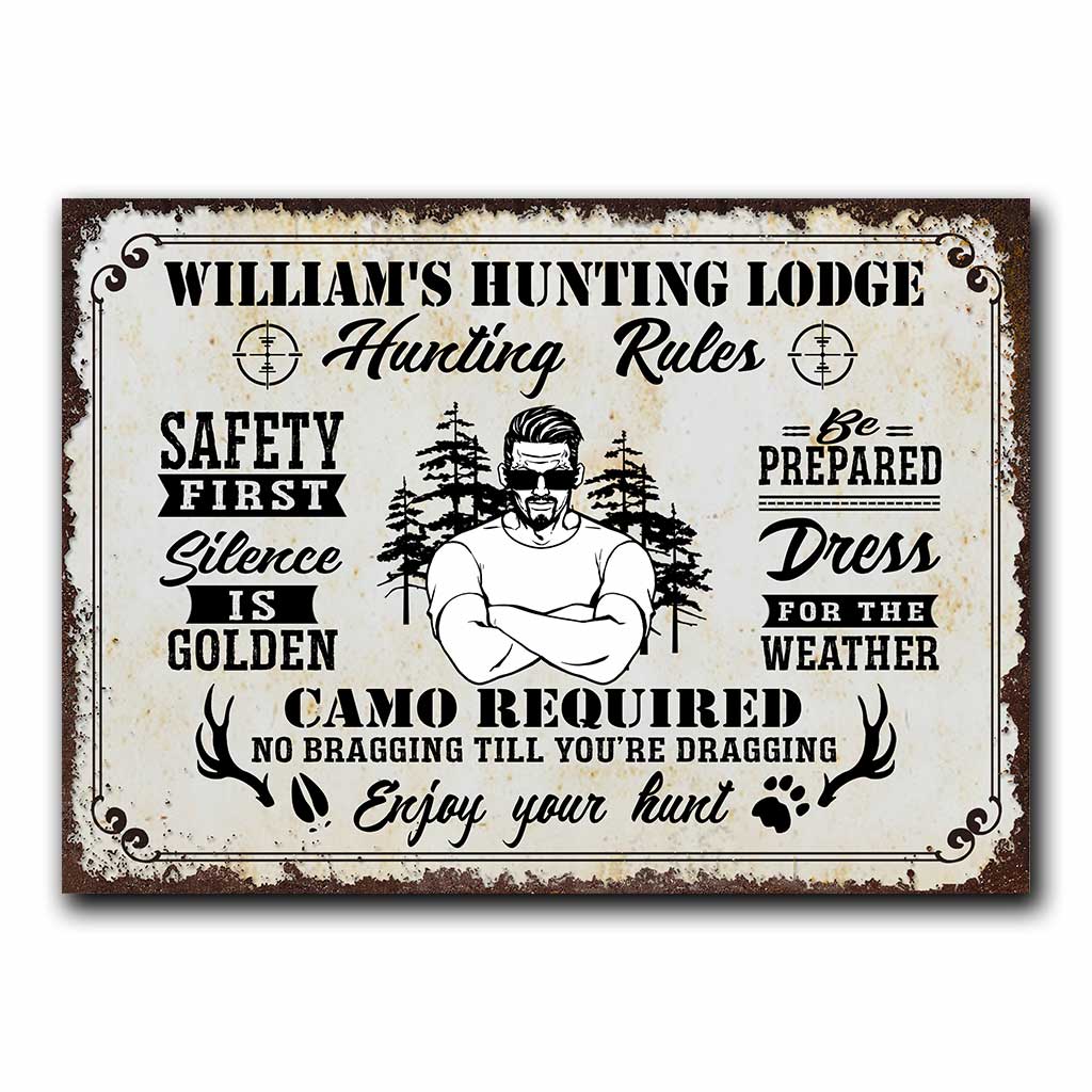 Hunting Rules - Personalized Hunting Rectangle Metal Sign