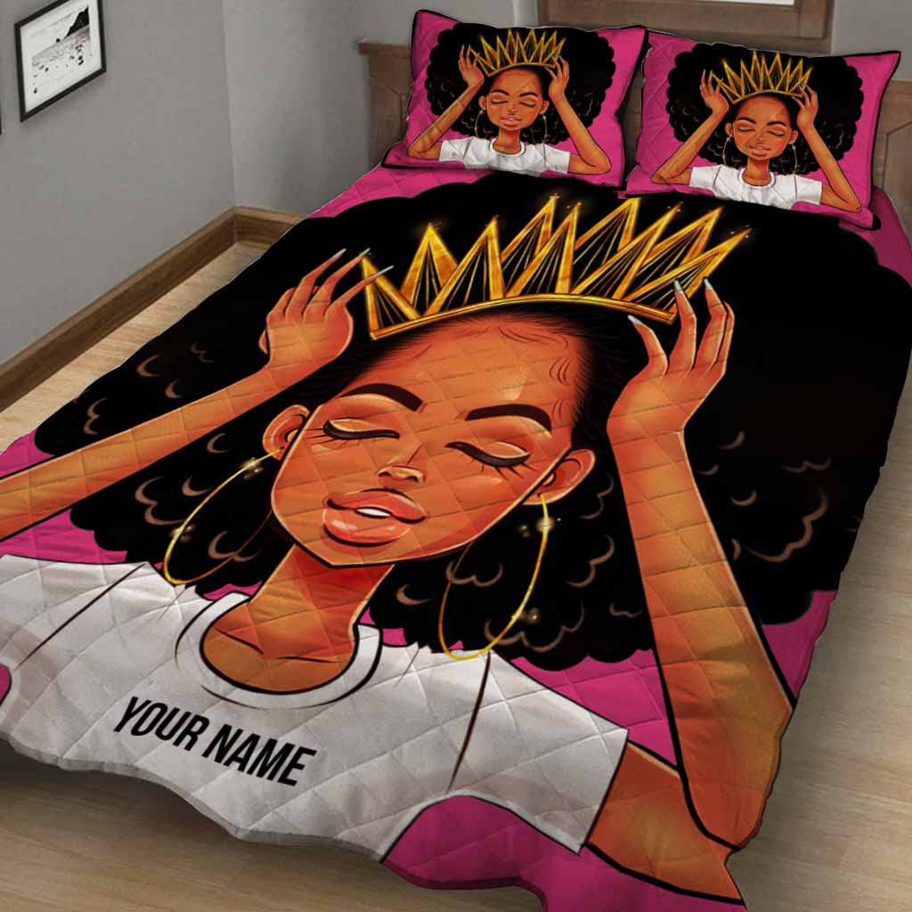 Black Queen - Personalized African American Quilt Set 1121