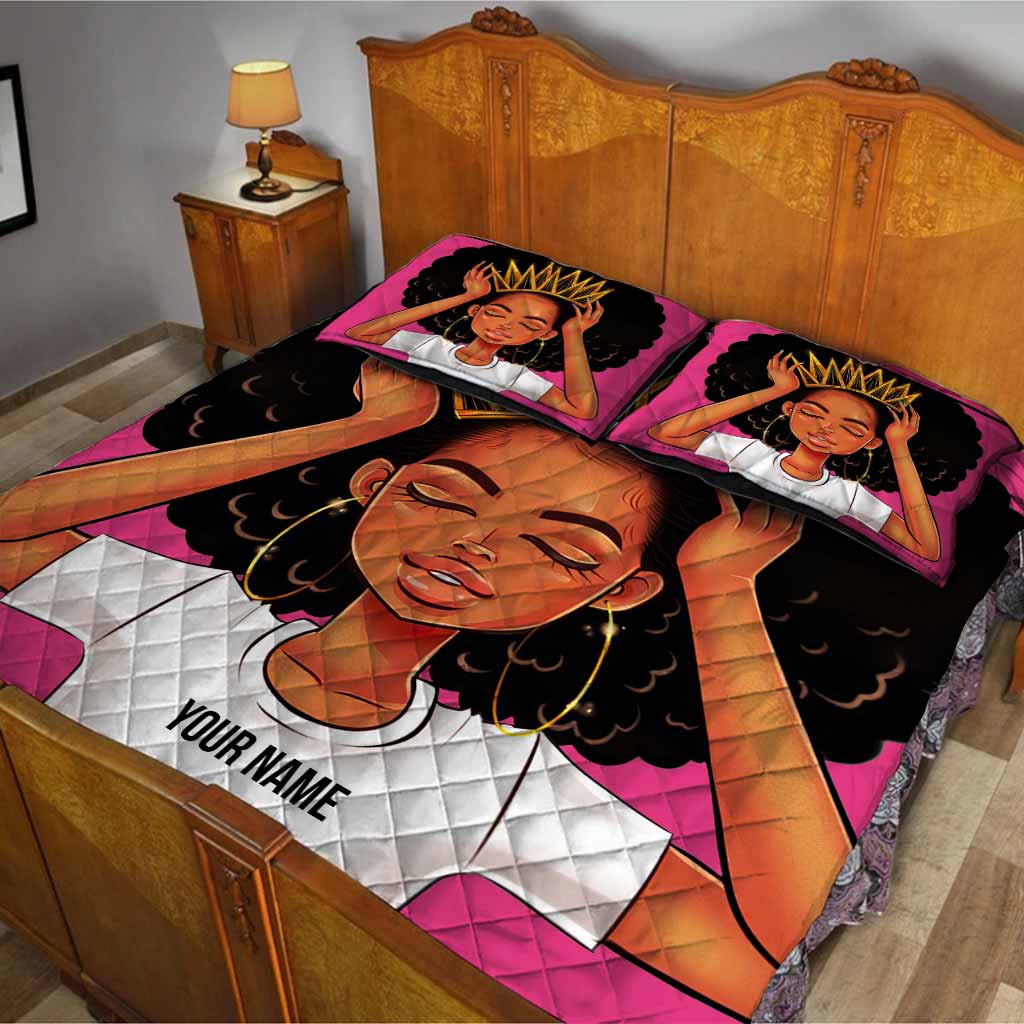 Black Queen - Personalized African American Quilt Set 1121