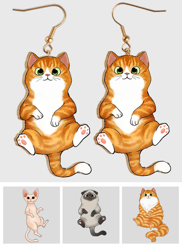 Custom Hanging Cats - Gift for cat lovers - Personalized Wooden Earrings