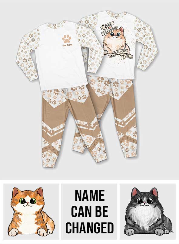 Rock Paper Scissors - Personalized Cat Pajamas Set