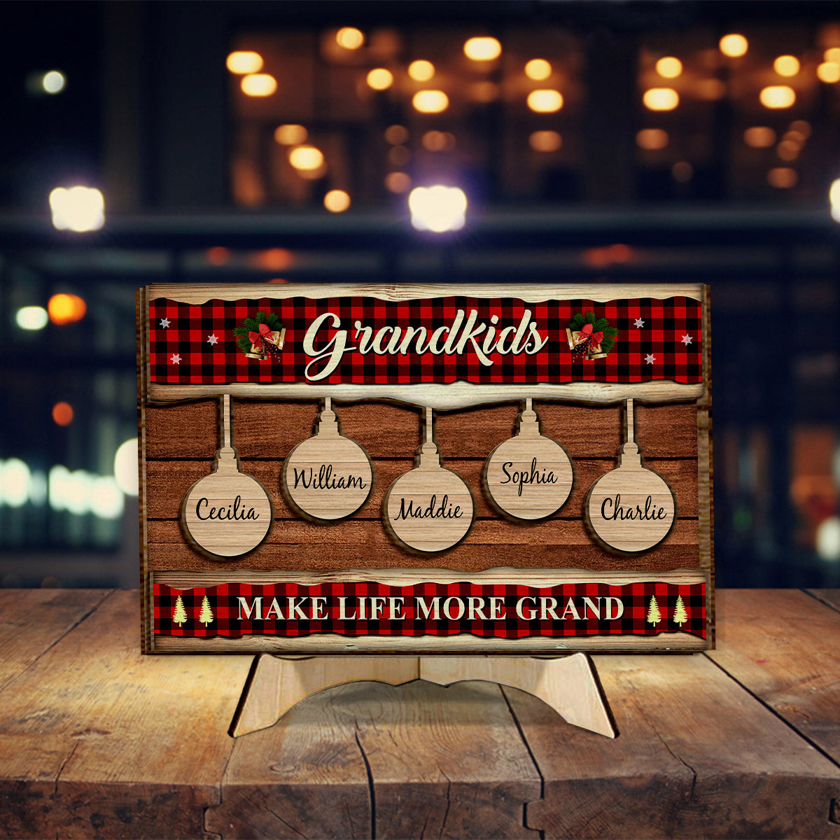 Grandkids Make Life More Grand - Personalized Grandma 2 Layered Wood Sign / Wood Plaque