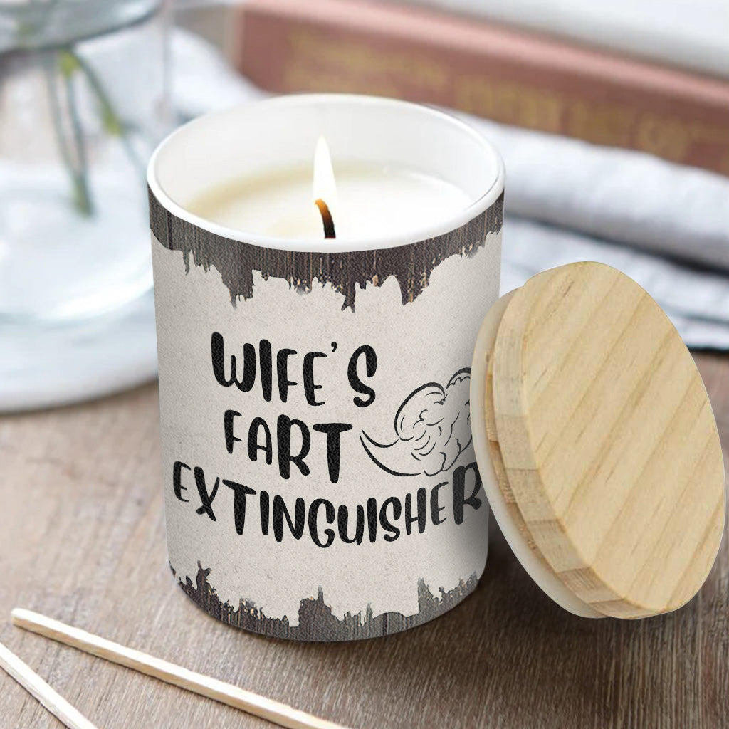 Fart Extinguisher - Gift for dad, grandma, grandpa, mom, uncle, aunt, son, daughter, brother, sister, granddaughter, grandson, husband, wife, boyfriend, girlfriend, friend - Personalized Candle With Wooden Lid