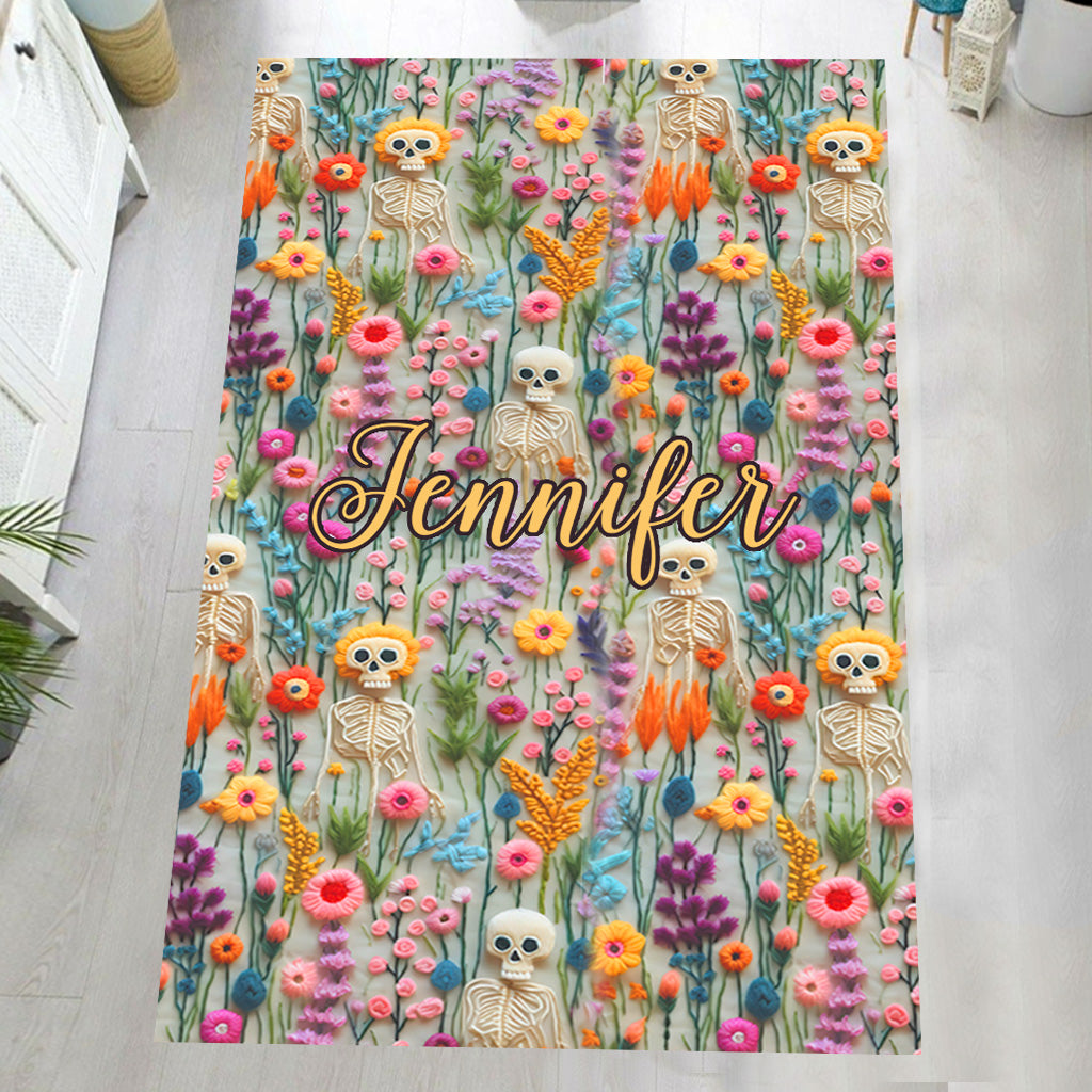 Floral Skeleton - Personalized Skull Rug