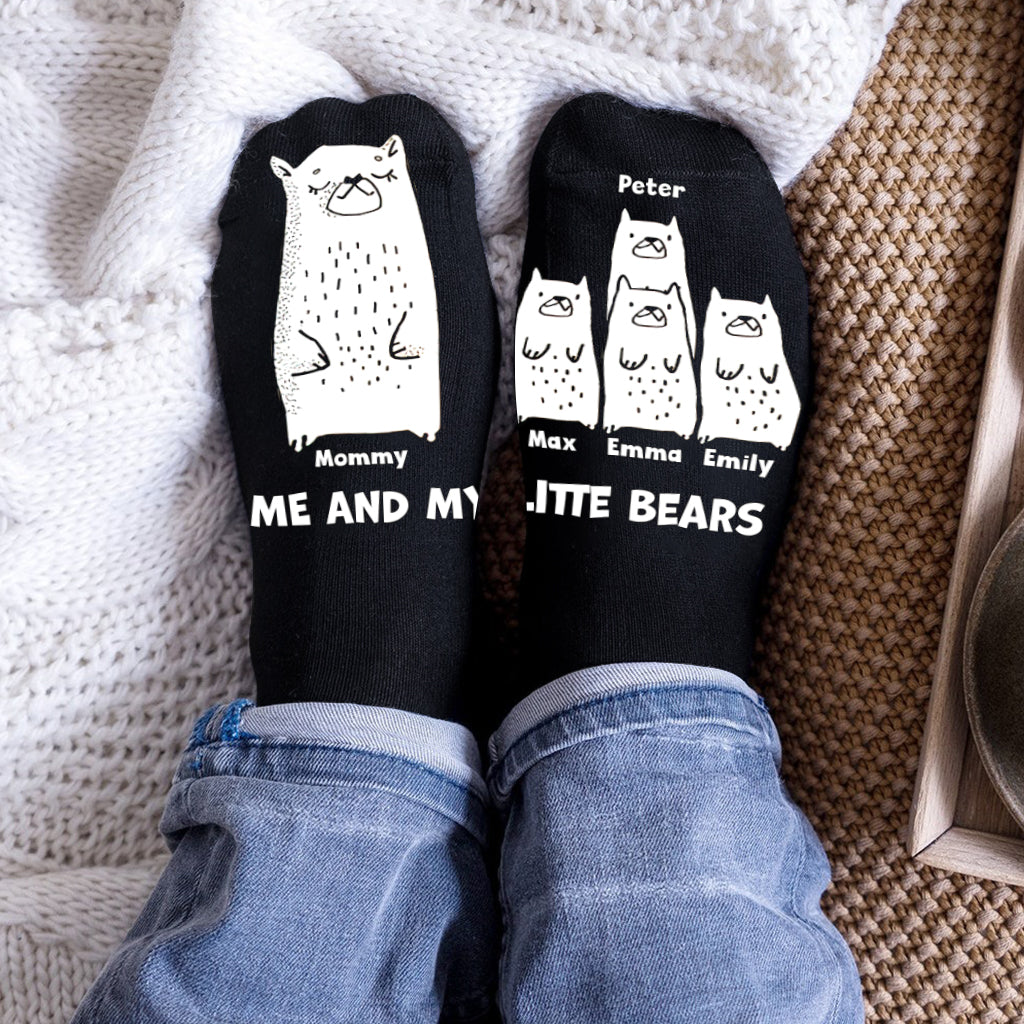 Me And My Little Bears - Gift for Dad, Grandma, Grandpa, Mom - Personalized Socks
