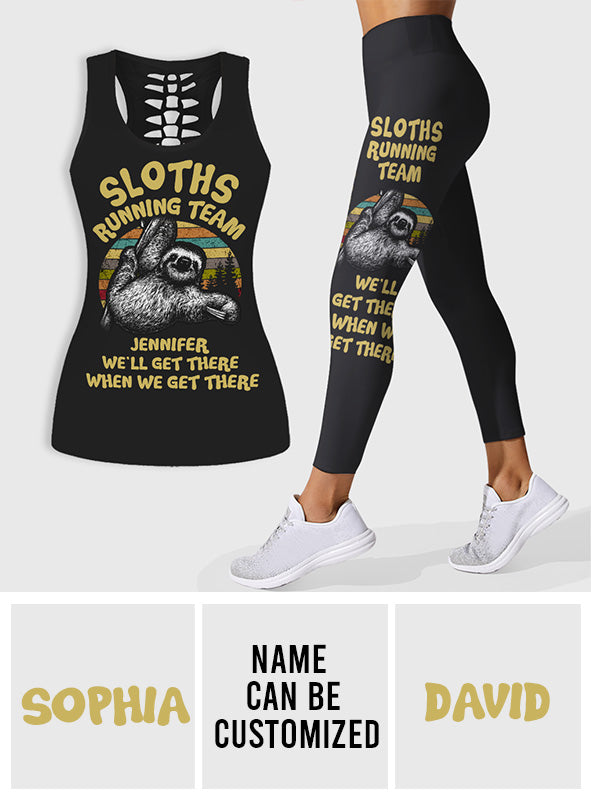 Sloths Running Team - Personalized Running Hollow Tank Top and Leggings